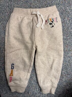 GAP Cream Minnie Mouse Jogger Sweatpants 12-18Mo EUC